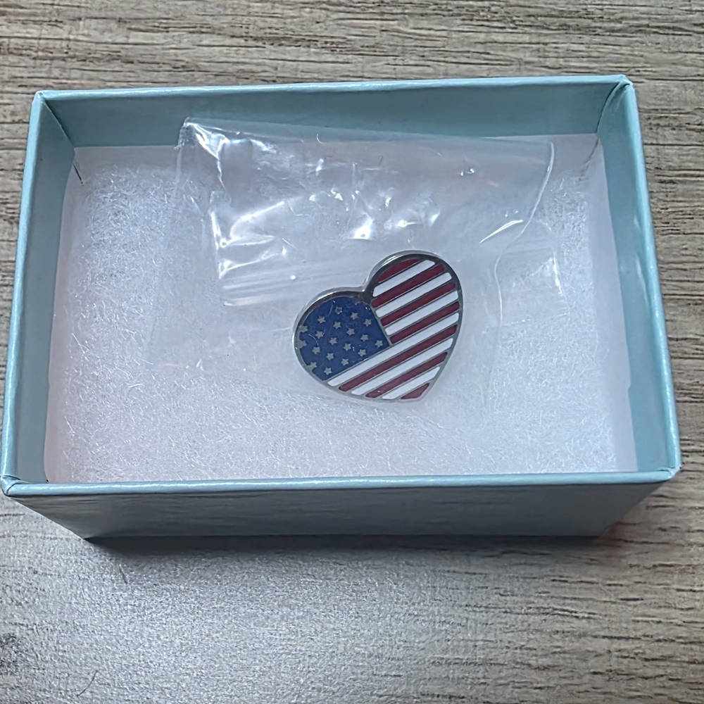 Park Lane Heart Brooch with Red, White, and Blue